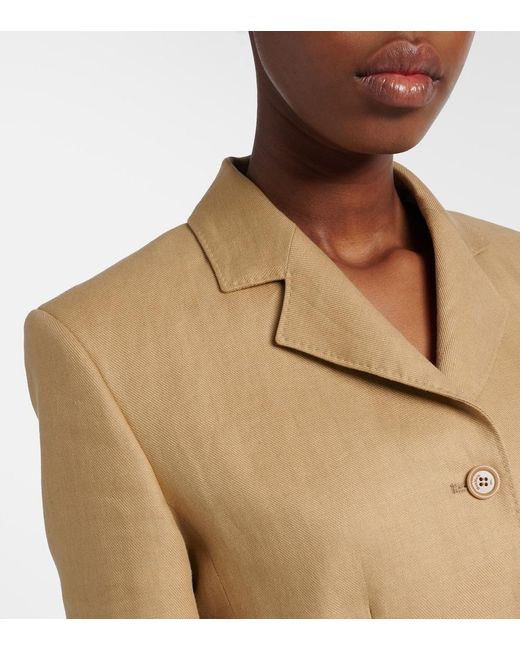 Max Mara Natural Buono Cropped Linen Blazer