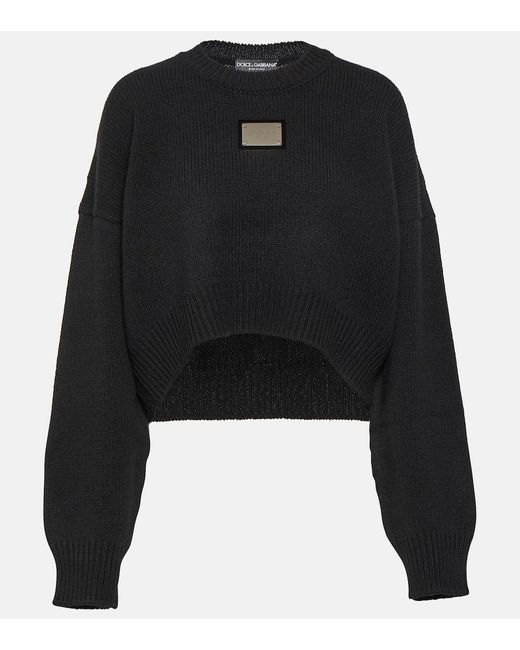 Jersey de lana y cachemir con logo Dolce & Gabbana de color Black