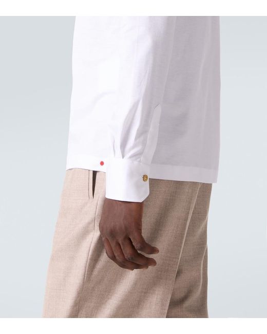 Kiton White Cotton Poplin Polo Top for men
