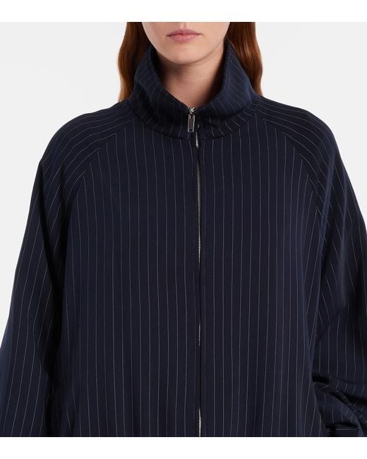 Frankie Shop Blue Baxter Pinstripe Oversized Jacket