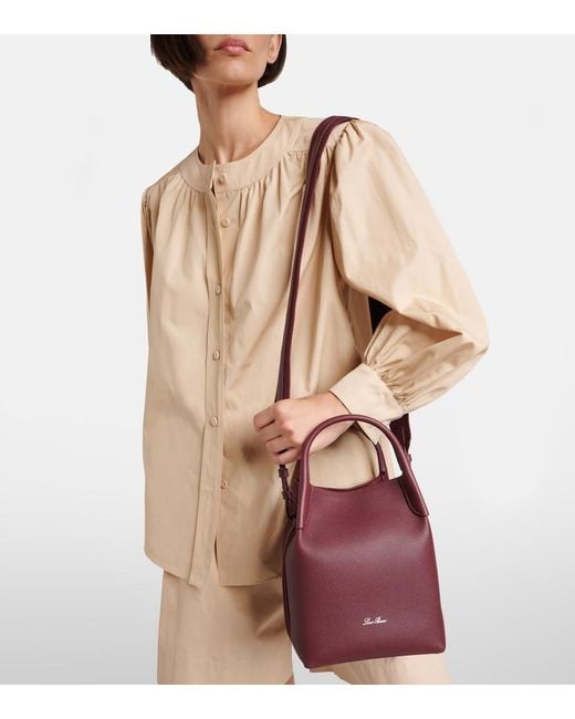 Loro Piana Red Bale Small Leather Bucket Bag