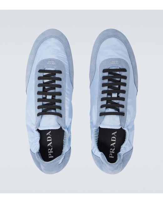 Prada Sneakers Collapse Aus Re-Nylon Und Veloursleder in Blue für Herren