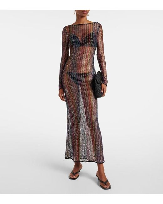 Missoni Purple Sheer Open-Back Maxi Dress