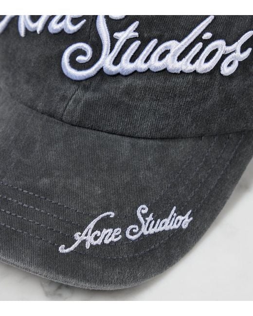 Cappello da baseball in cotone con logo di Acne in Gray