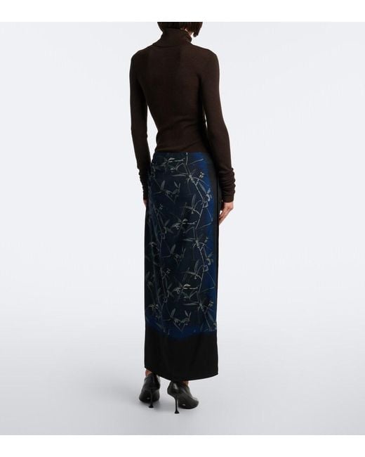 Proenza Schouler Blue Anais Printed Cady Maxi Skirt