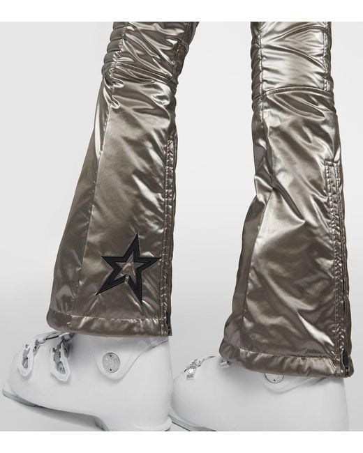 Perfect Moment Gray Aurora Low-Rise Metallic Flared Ski Pants