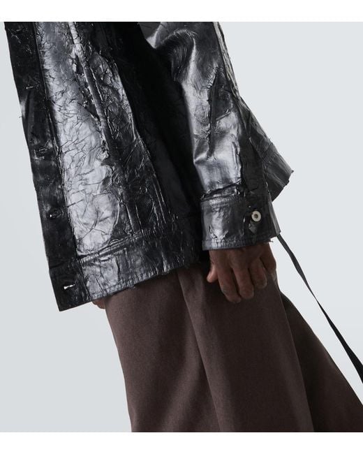 Rick Owens Black Coated Denim Jacket for men