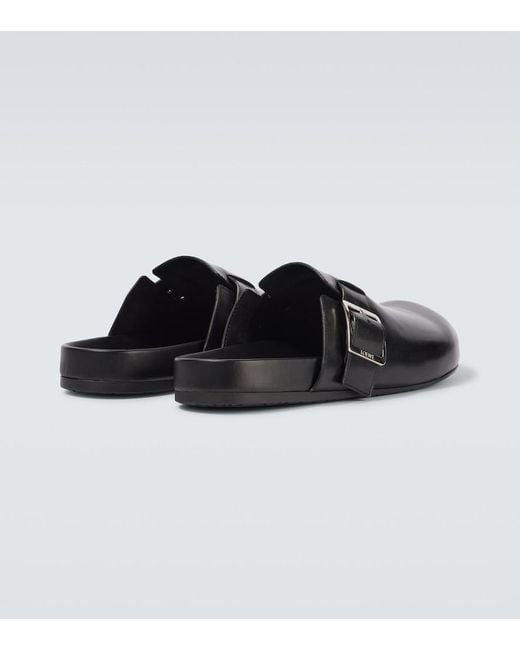 Loewe Black Ease Buckle Leather Mules for men