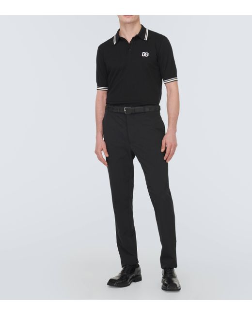 Dolce & Gabbana Black Logo Cotton Pique Polo Shirt for men