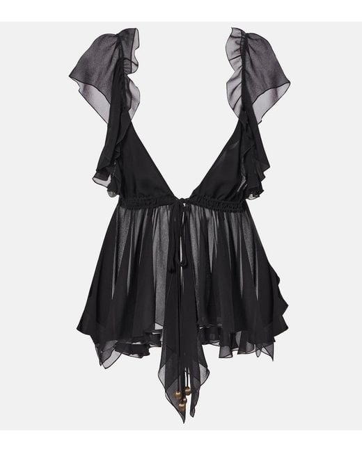 Chloé Black Top Aus Seiden-Georgette