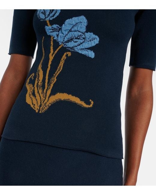 Erdem Blue Floral Jacquard Sweater