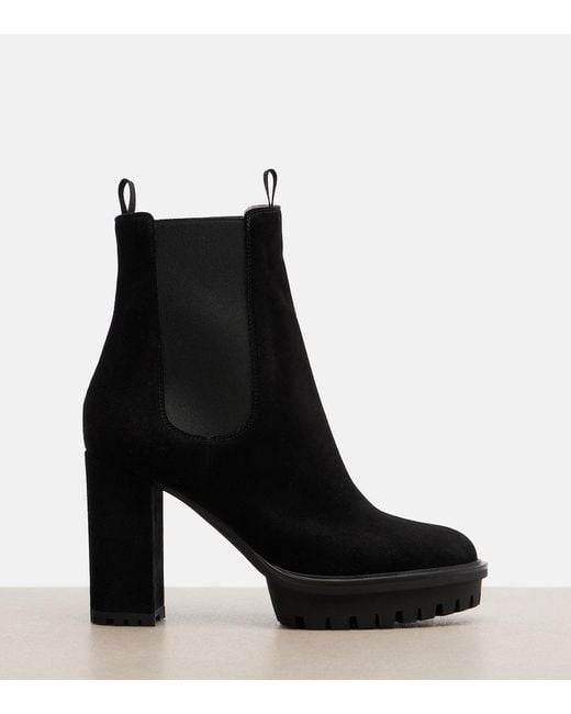 Gianvito Rossi Black Barry Suede Platform Ankle Boots