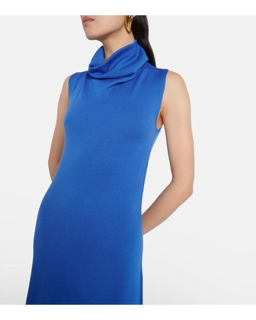 Tom Ford Blue Knitted Wool Maxi Dress