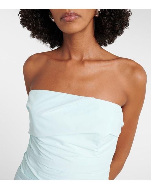 Jonathan Simkhai Blue Arie Pleated Bustier Dress