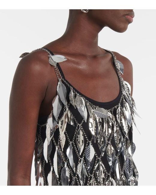Rabanne Black Chain-Detail Embellished Minidress