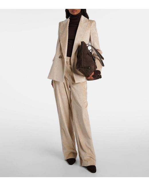 Veronica Beard Natural Grigore Cotton-Blend Corduroy Wide-Leg Pants