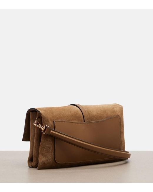Tod's Brown T Timeless Small Suede Shoulder Bag