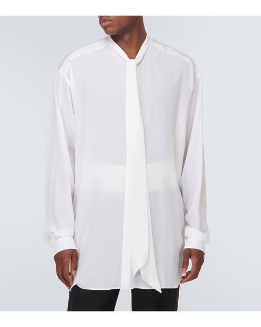 Dolce & Gabbana White Silk Crepe De Chine Shirt for men