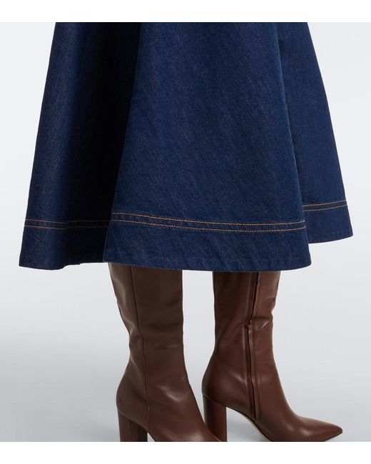 Zimmermann Blue Belted Denim Midi Skirt