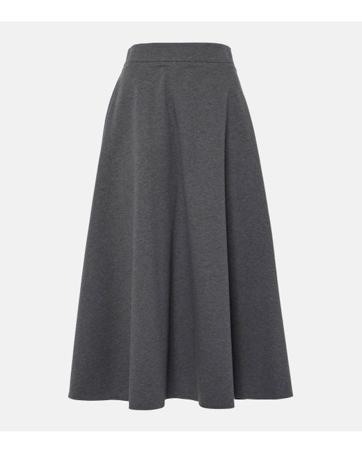 Brunello Cucinelli Gray Cotton-blend Midi Skirt