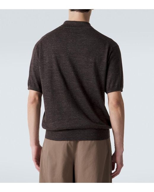The Row Black Borges Cashmere, Silk, And Linen Polo Shirt for men