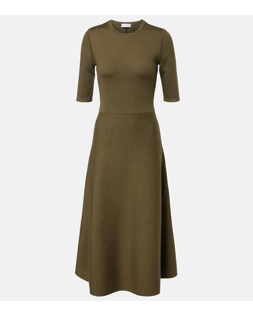Gabriela Hearst Green Wool, Cashmere, And Silk Midi Dress