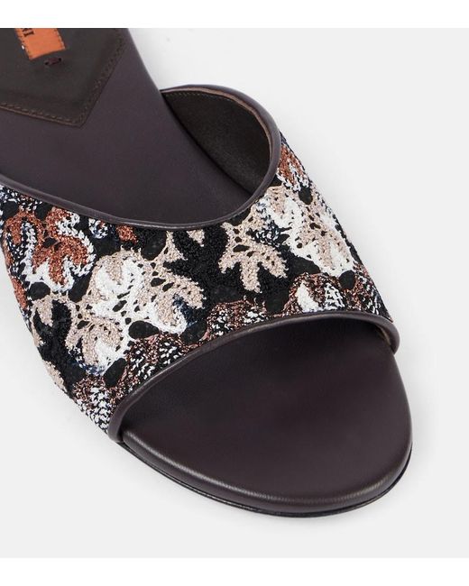 Missoni Black Lame Leather Mules