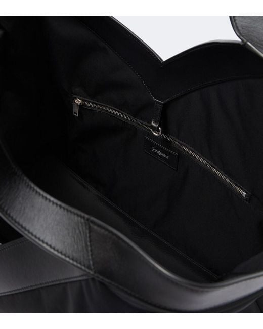 Saint Laurent Black Y Large Leather-Trimmed Tote Bag for men