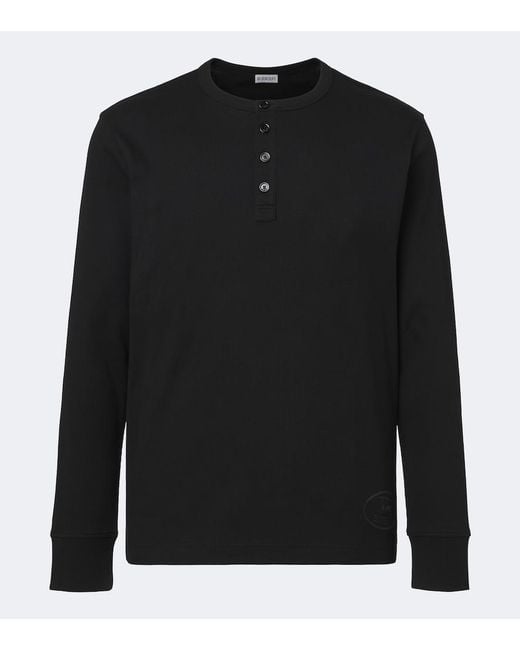 Burberry Black Cotton Henley Shirt for men