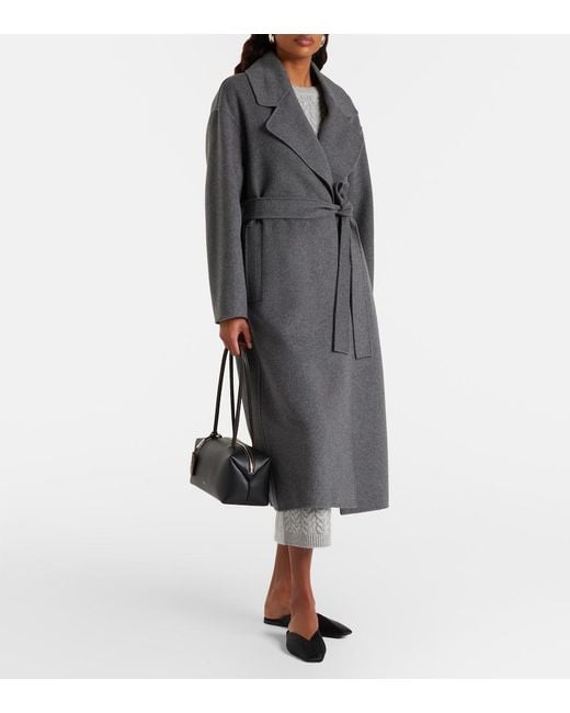 Max Mara Black Hobby Virgin Wool Wrap Coat