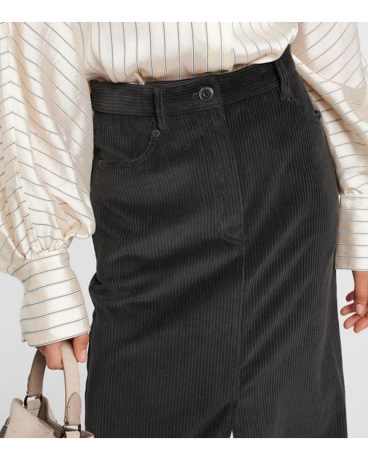 Brunello Cucinelli Green Cotton Corduroy Maxi Skirt