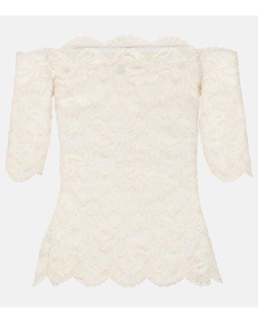 Rabanne Natural Off-Shoulder Lace Top