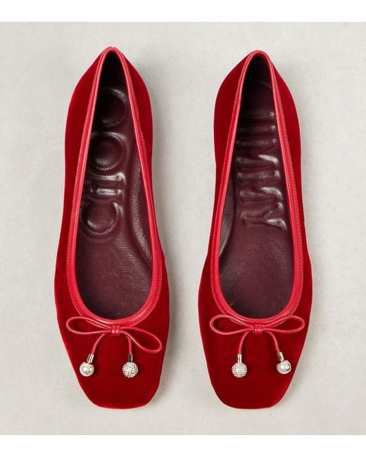 Jimmy Choo Red Elme Velvet Ballet Flats
