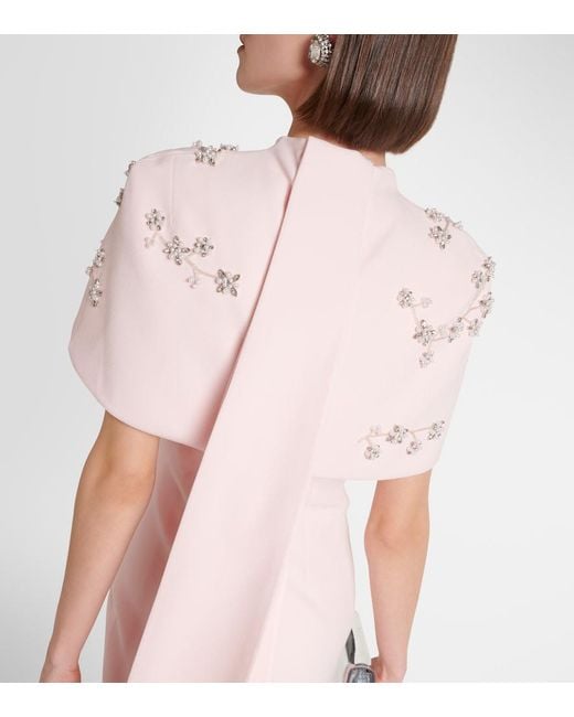 Safiyaa Pink Embellished Caped Crepe Gown