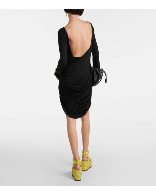 Loewe Black Open-back Draped Jersey Minidress