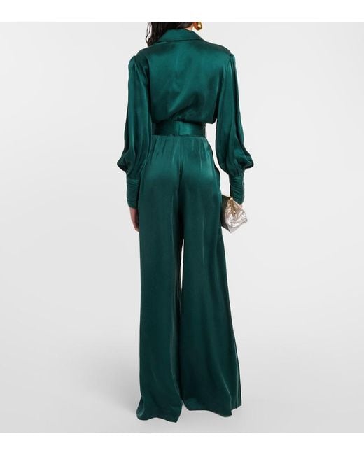 Zimmermann Green Belted Wide-leg Trousers