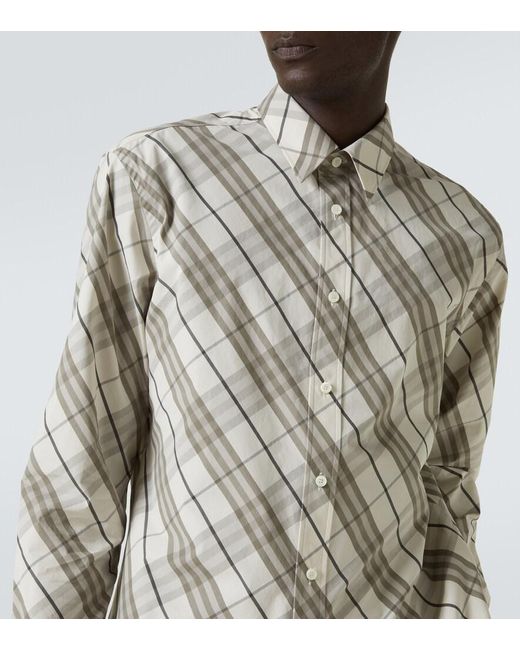 Burberry White Check Cotton Overshirt for men