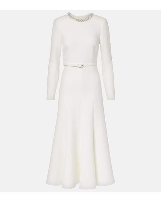 Roland Mouret White Crystal-Embellished Crepe Cocktail Dress