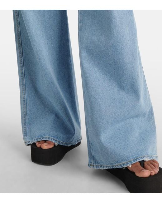 Jeans Anchos Con Piel Coperni de color Blue