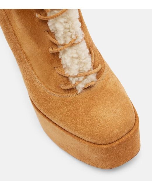Paris Texas Brown Malena 145 Suede Platform Lace-Up Boots