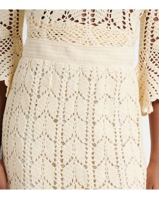 Zimmermann Natural Crochet Cotton Midi Skirt