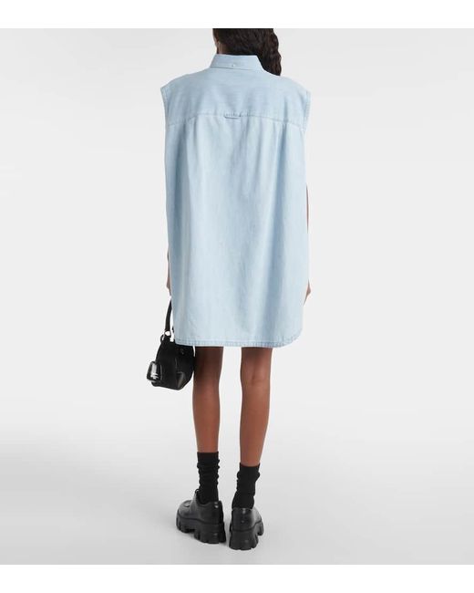 Prada Blue Oversize-Hemdblusenkleid aus Denim