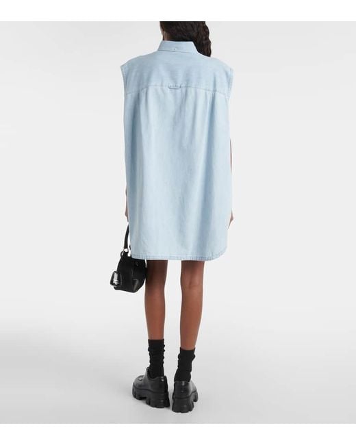 Prada Blue Oversized Denim Shirt Dress