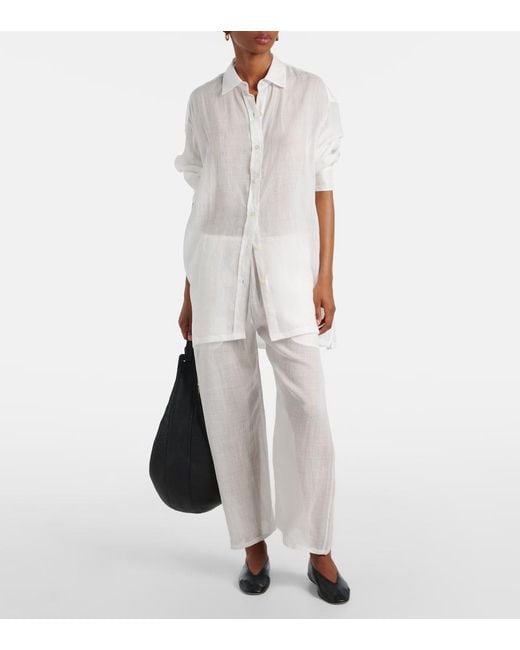 Leset White Niko Oversized Ramie Shirt