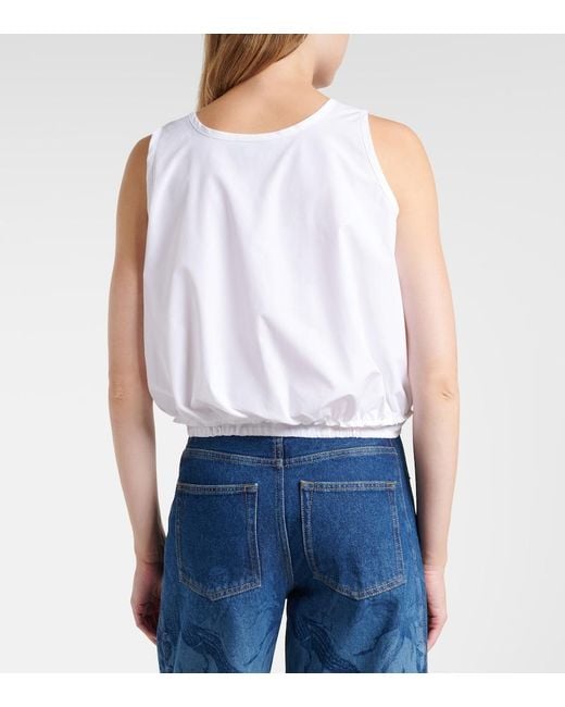 Loewe White Paula's Ibiza Cotton Poplin Crop Top