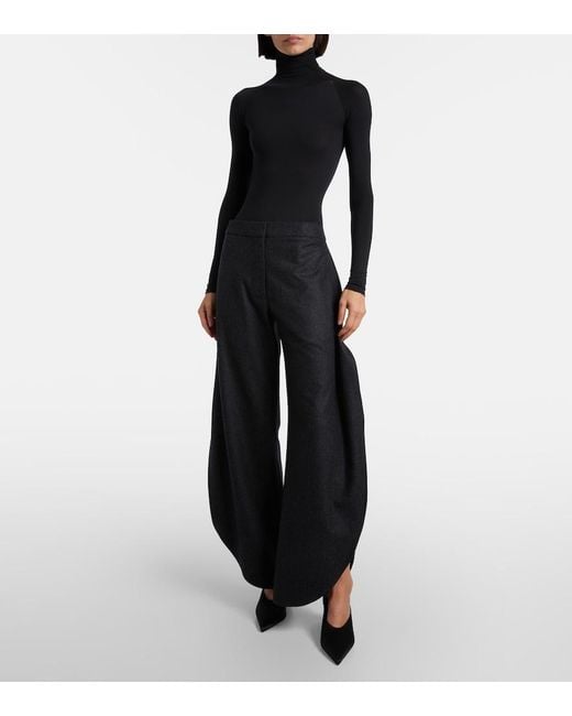Alaïa Black Cube 75 Suede Wedge Mules