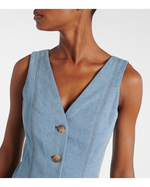 Veronica Beard Blue Lou Pleated Denim Midi Dress