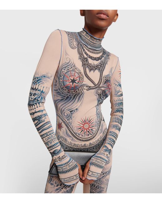 Jean Paul Gaultier Multicolor Tattoo Collection Mesh Jumpsuit
