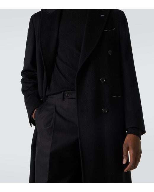 Saman Amel Black Wool And Cashmere Overcoat for men