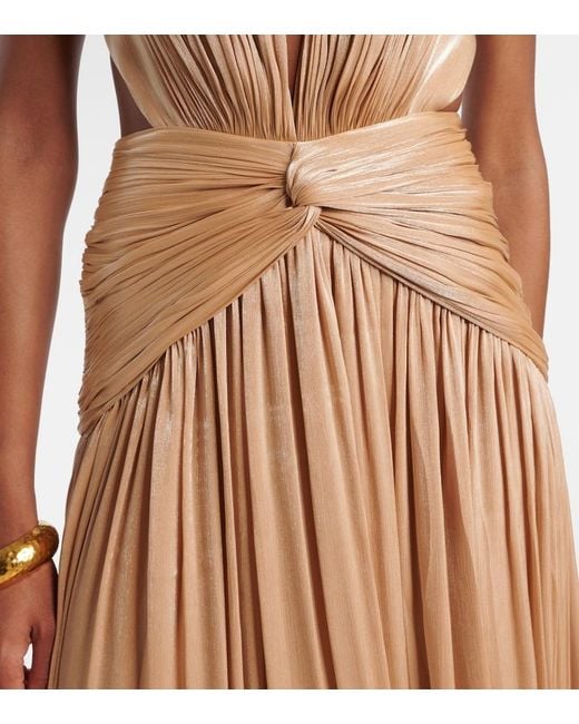 Costarellos Brown Silla Cutout Gathered Gown